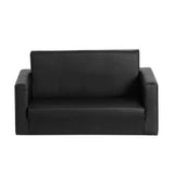Kid's Tables, Chairs & Seats: Keezi Kids Sofa 2 Seater Children Flip Open Couch PU Leather Armchair Black