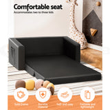 Kid's Tables, Chairs & Seats: Keezi Kids Sofa 2 Seater Children Flip Open Couch PU Leather Armchair Black