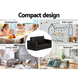 Kid's Tables, Chairs & Seats: Keezi Kids Sofa 2 Seater Children Flip Open Couch PU Leather Armchair Black
