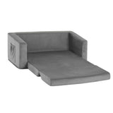 Pretend Play: Keezi Kids Sofa 2 Seater Children Flip Open Couch Velvet Armchair Grey