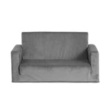 Pretend Play: Keezi Kids Sofa 2 Seater Children Flip Open Couch Velvet Armchair Grey