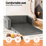 Pretend Play: Keezi Kids Sofa 2 Seater Children Flip Open Couch Velvet Armchair Grey