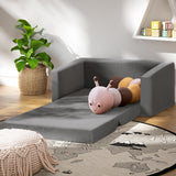 Pretend Play: Keezi Kids Sofa 2 Seater Children Flip Open Couch Velvet Armchair Grey