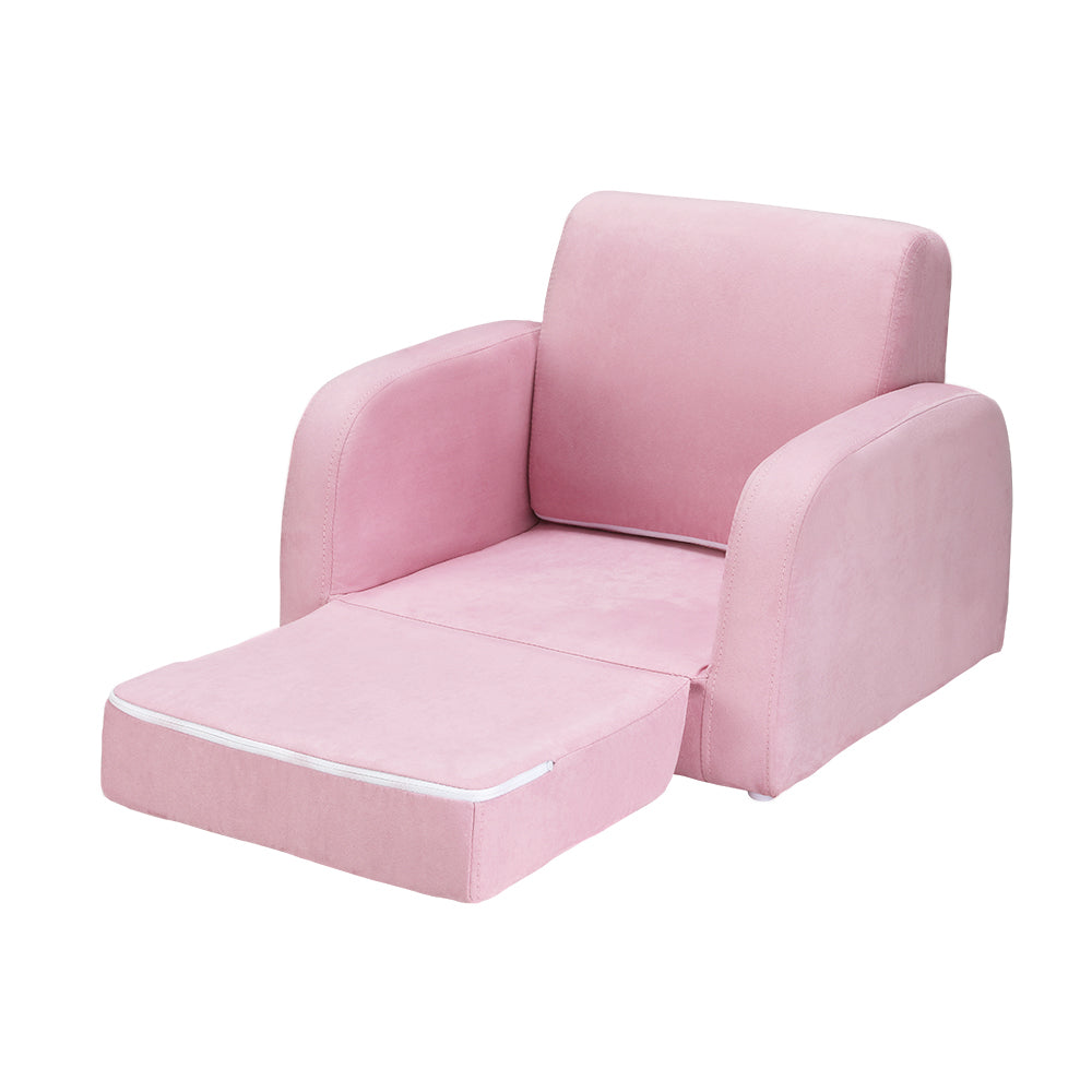 Pretend Play: Keezi Kids Sofa 1 Seater Children Flip Open Couch Lounger Armchair Soft Pink