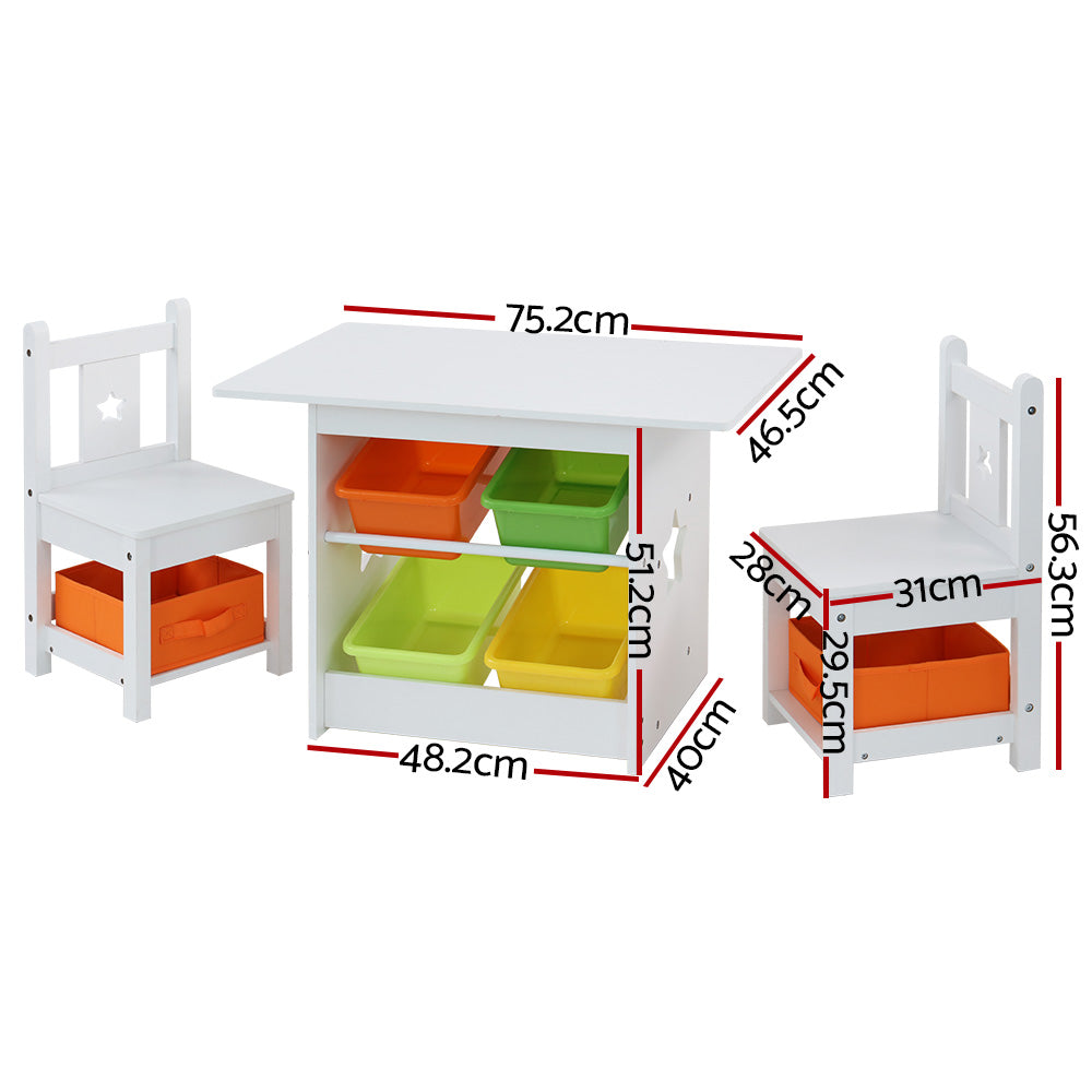 Pretend Play: Keezi 3PCS Kids Table and Chairs Set Children Furniture Play Toys Storage Box