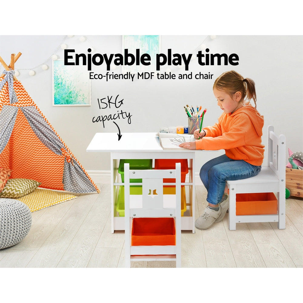 Pretend Play: Keezi 3PCS Kids Table and Chairs Set Children Furniture Play Toys Storage Box