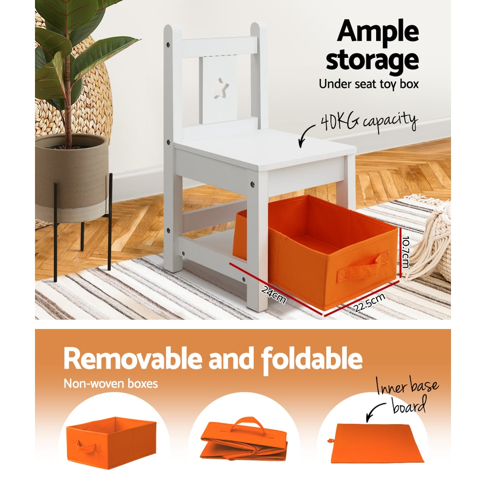Pretend Play: Keezi 3PCS Kids Table and Chairs Set Children Furniture Play Toys Storage Box