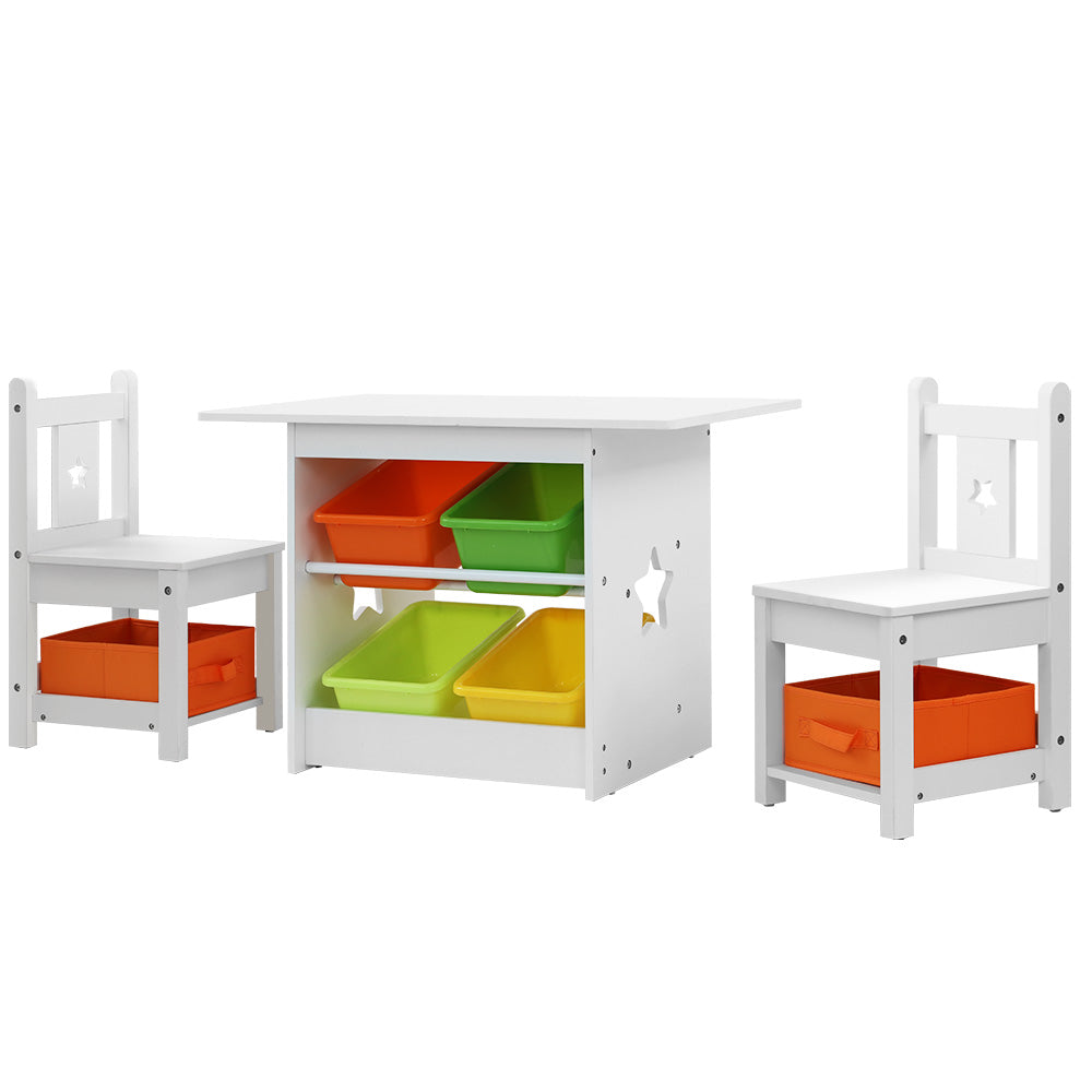 Pretend Play: Keezi 3PCS Kids Table and Chairs Set Children Furniture Play Toys Storage Box