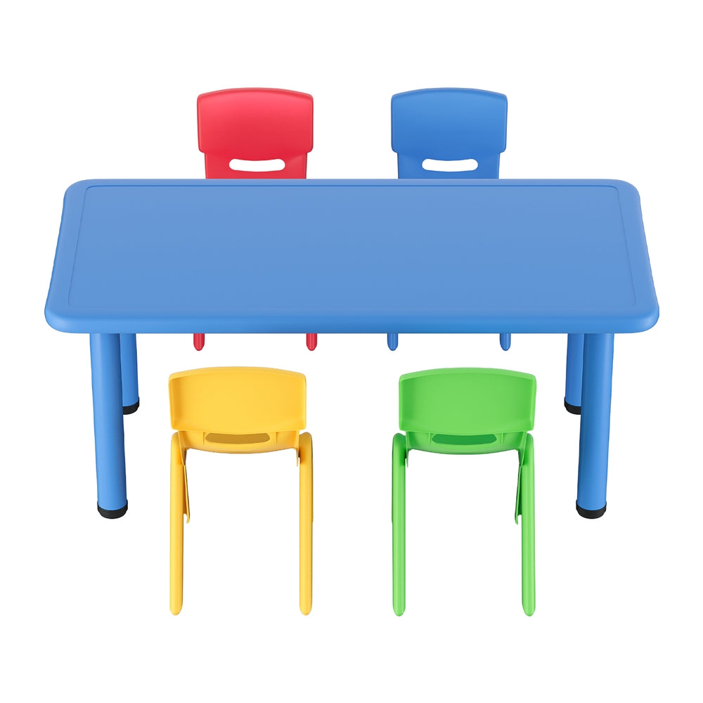 Keezi 5PCS Kids Table and Chairs Set Children Study Desk Furniture Plastic 4 Chairs