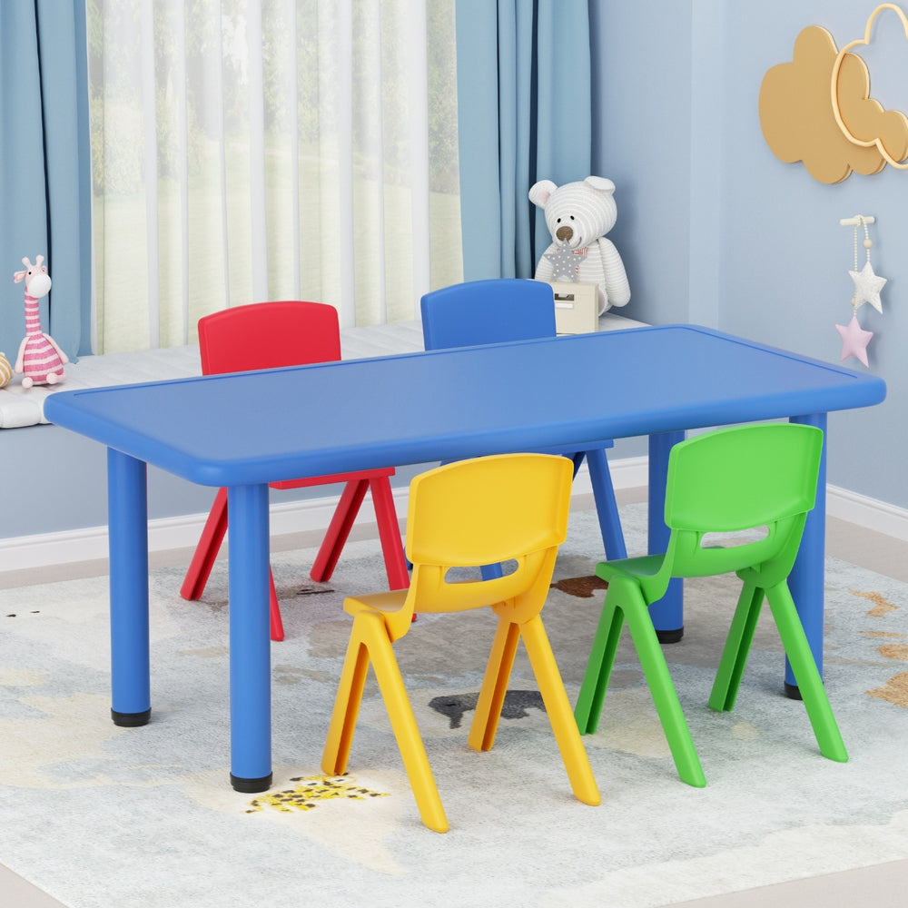 Keezi 5PCS Kids Table and Chairs Set Children Study Desk Furniture Plastic 4 Chairs