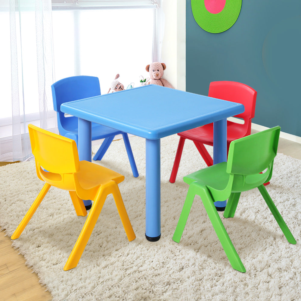 Kid's Desks: Keezi 5PCS Kids Table and Chairs Set Children Study Desk Furniture Plastic 4 Chairs