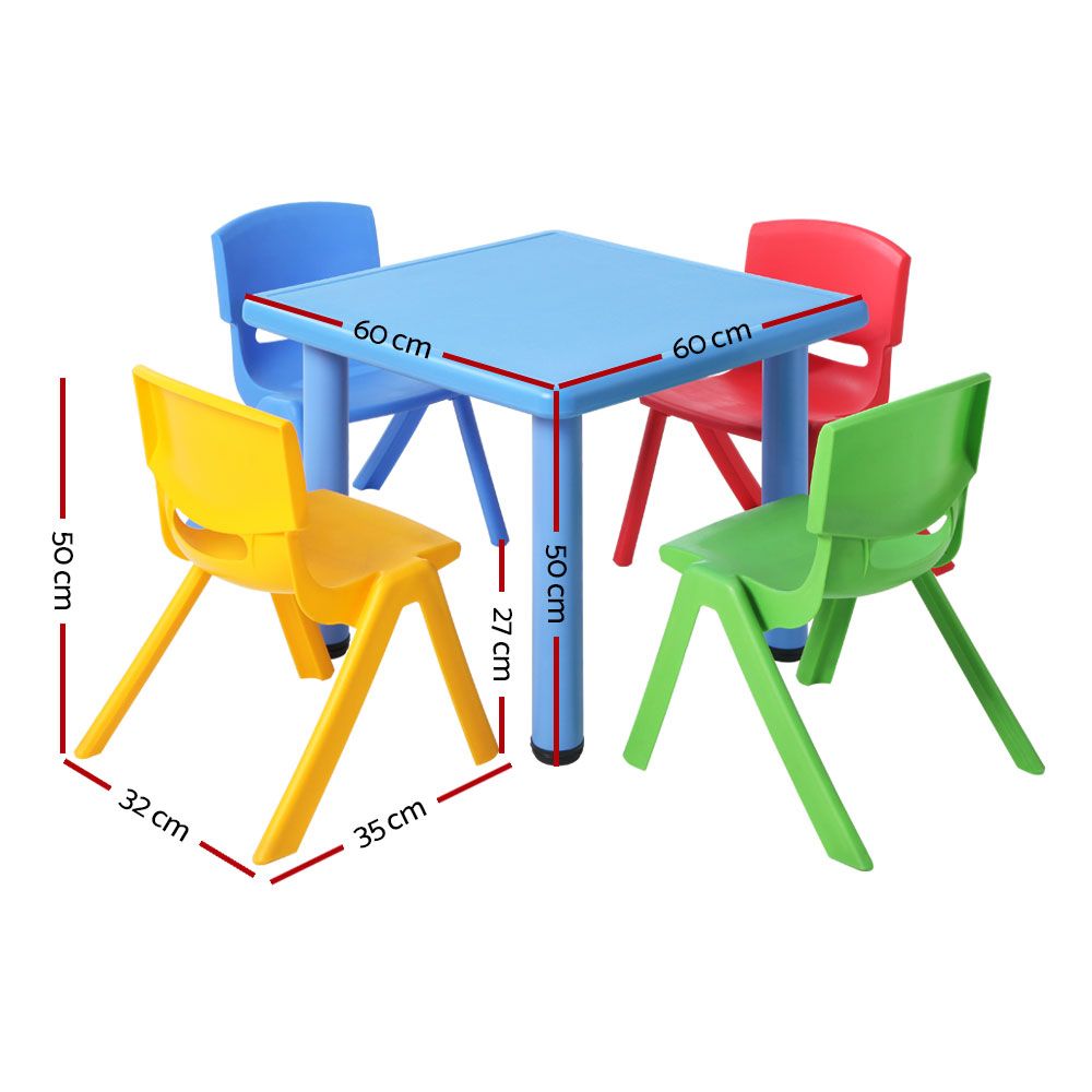 Kid's Desks: Keezi 5PCS Kids Table and Chairs Set Children Study Desk Furniture Plastic 4 Chairs