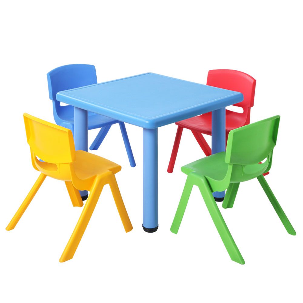 Kid's Desks: Keezi 5PCS Kids Table and Chairs Set Children Study Desk Furniture Plastic 4 Chairs