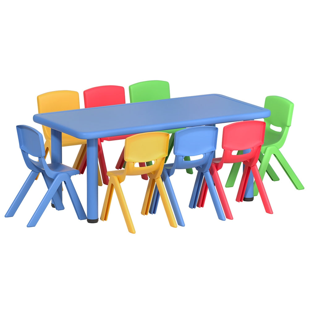 Kid's Desks: Keezi 9PCS Kids Table and Chairs Set Children Study Desk Furniture Plastic 8 Chairs