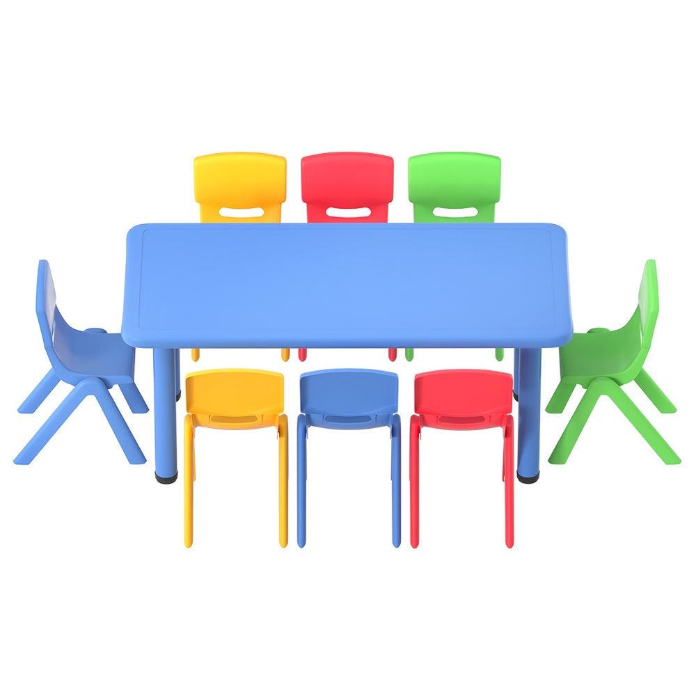 Kid's Desks: Keezi 9PCS Kids Table and Chairs Set Children Study Desk Furniture Plastic 8 Chairs