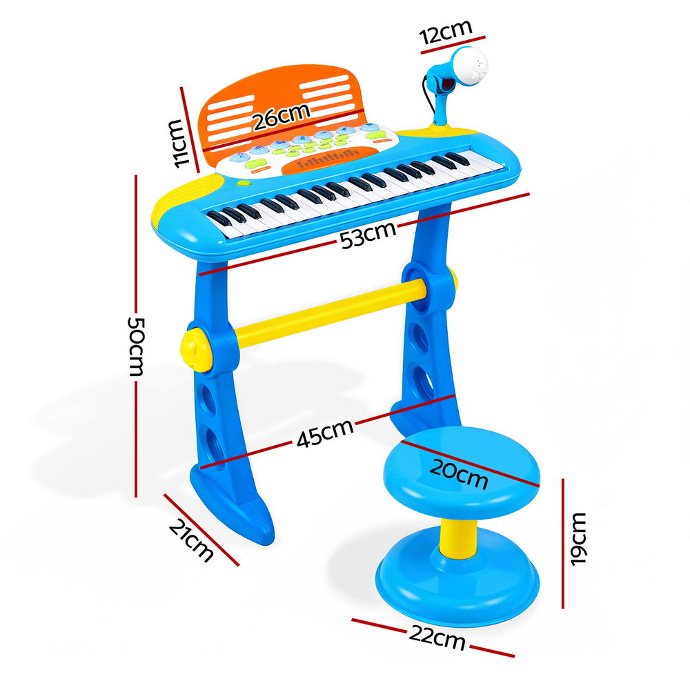 Musical Toys: Keezi Kids Piano Keyboard 37 Keys Electronic Musical Instrument Set w/ Stool Microphone