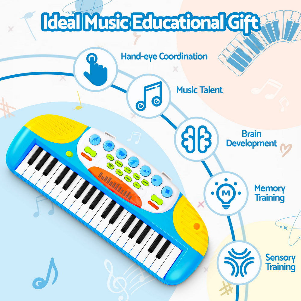 Musical Toys: Keezi Kids Piano Keyboard 37 Keys Electronic Musical Instrument Set w/ Stool Microphone