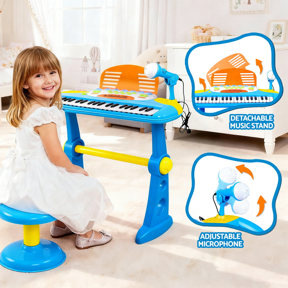 Musical Toys: Keezi Kids Piano Keyboard 37 Keys Electronic Musical Instrument Set w/ Stool Microphone