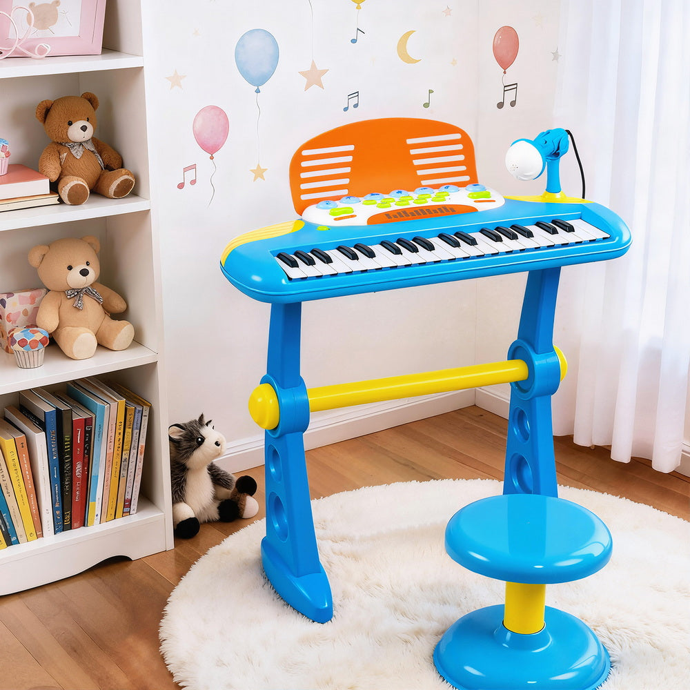 Musical Toys: Keezi Kids Piano Keyboard 37 Keys Electronic Musical Instrument Set w/ Stool Microphone
