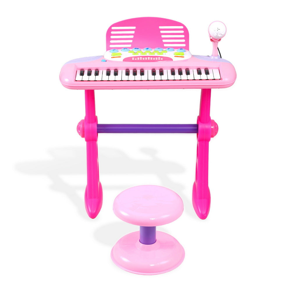 Musical Toys: Keezi Kids Piano Keyboard 37 Keys Electronic Musical Instrument Set w/ Stool Microphone