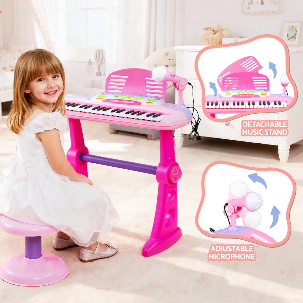 Musical Toys: Keezi Kids Piano Keyboard 37 Keys Electronic Musical Instrument Set w/ Stool Microphone