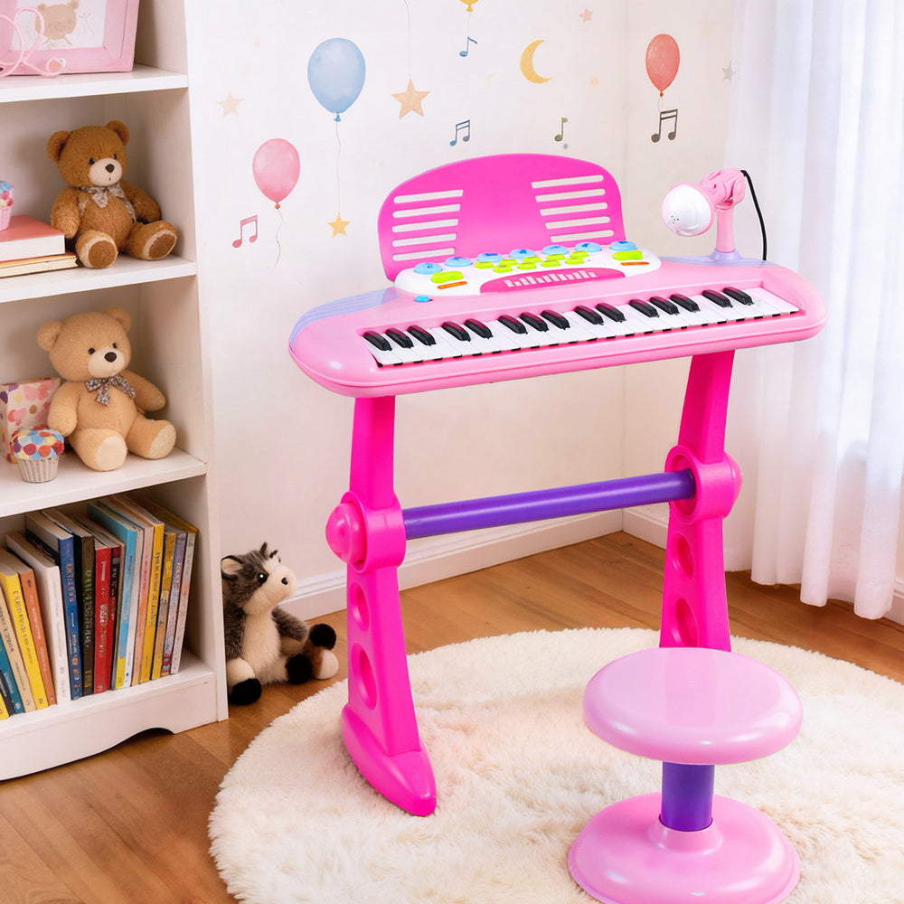 Musical Toys: Keezi Kids Piano Keyboard 37 Keys Electronic Musical Instrument Set w/ Stool Microphone