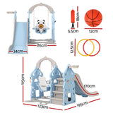 Outdoor Play Equipment: Keezi Kids Slide Swing Set Basketball Hoop Rings Outdoor Playground 170cm Blue