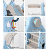Outdoor Play Equipment: Keezi Kids Slide Swing Set Basketball Hoop Rings Outdoor Playground 170cm Blue