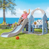 Outdoor Play Equipment: Keezi Kids Slide Swing Set Basketball Hoop Rings Outdoor Playground 170cm Blue
