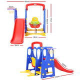 Outdoor Play Equipment: Keezi Kids Slide Swing Set Basketball Hoop Outdoor Playground Toys 120cm Blue