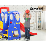 Outdoor Play Equipment: Keezi Kids Slide Swing Set Basketball Hoop Outdoor Playground Toys 120cm Blue