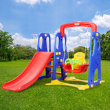 Outdoor Play Equipment: Keezi Kids Slide Swing Set Basketball Hoop Outdoor Playground Toys 120cm Blue