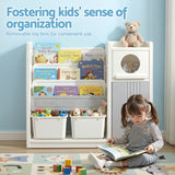 Kid's Bookcases & Shelves: Keezi Kids Bookshelf and Toy Storage Organizer with 3-Tier Bookshelvs, 2 Removable Bins and 2 Storage Cabinets, Toddler Bookshelf with Toy Organizer for Kids' Rooms, Playrooms