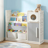 Kid's Bookcases & Shelves: Keezi Kids Bookshelf and Toy Storage Organizer with 3-Tier Bookshelvs, 2 Removable Bins and 2 Storage Cabinets, Toddler Bookshelf with Toy Organizer for Kids' Rooms, Playrooms