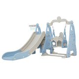 Outdoor Play Equipment: Keezi Kids Slide Swing Set Basketball Hoop Outdoor Playground Toys 170cm Blue