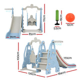 Outdoor Play Equipment: Keezi Kids Slide Swing Set Basketball Hoop Outdoor Playground Toys 170cm Blue