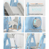 Outdoor Play Equipment: Keezi Kids Slide Swing Set Basketball Hoop Outdoor Playground Toys 170cm Blue