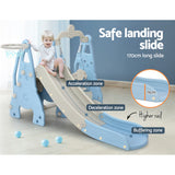 Outdoor Play Equipment: Keezi Kids Slide Swing Set Basketball Hoop Outdoor Playground Toys 170cm Blue