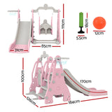 Outdoor Play Equipment: Keezi Kids Slide Swing Set Basketball Hoop Outdoor Playground Toys 170cm Pink