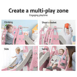 Outdoor Play Equipment: Keezi Kids Slide Swing Set Basketball Hoop Outdoor Playground Toys 170cm Pink
