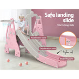 Outdoor Play Equipment: Keezi Kids Slide Swing Set Basketball Hoop Outdoor Playground Toys 170cm Pink