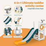 Outdoor Play Equipment: Keezi Kids Slide Set Basketball Hoop Outdoor Playground Outdoor Toys Telescope Storage