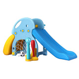 Outdoor Play Equipment: Keezi Kids Slide Set Baseball Bat Basketball Hoop Outdoor Playground 120cm Blue