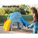 Outdoor Play Equipment: Keezi Kids Slide Set Baseball Bat Basketball Hoop Outdoor Playground 120cm Blue