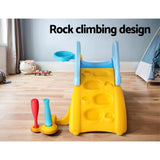 Outdoor Play Equipment: Keezi Kids Slide Set Baseball Bat Basketball Hoop Outdoor Playground 120cm Blue