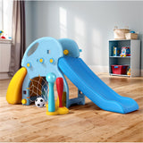 Outdoor Play Equipment: Keezi Kids Slide Set Baseball Bat Basketball Hoop Outdoor Playground 120cm Blue