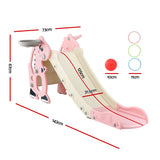 Outdoor Play Equipment: Keezi Kids Slide Set Basketball Hoop Outdoor Playground Toy Dragon 125cm Slide Pink