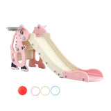 Outdoor Play Equipment: Keezi Kids Slide Set Basketball Hoop Outdoor Playground Toy Dragon 125cm Slide Pink