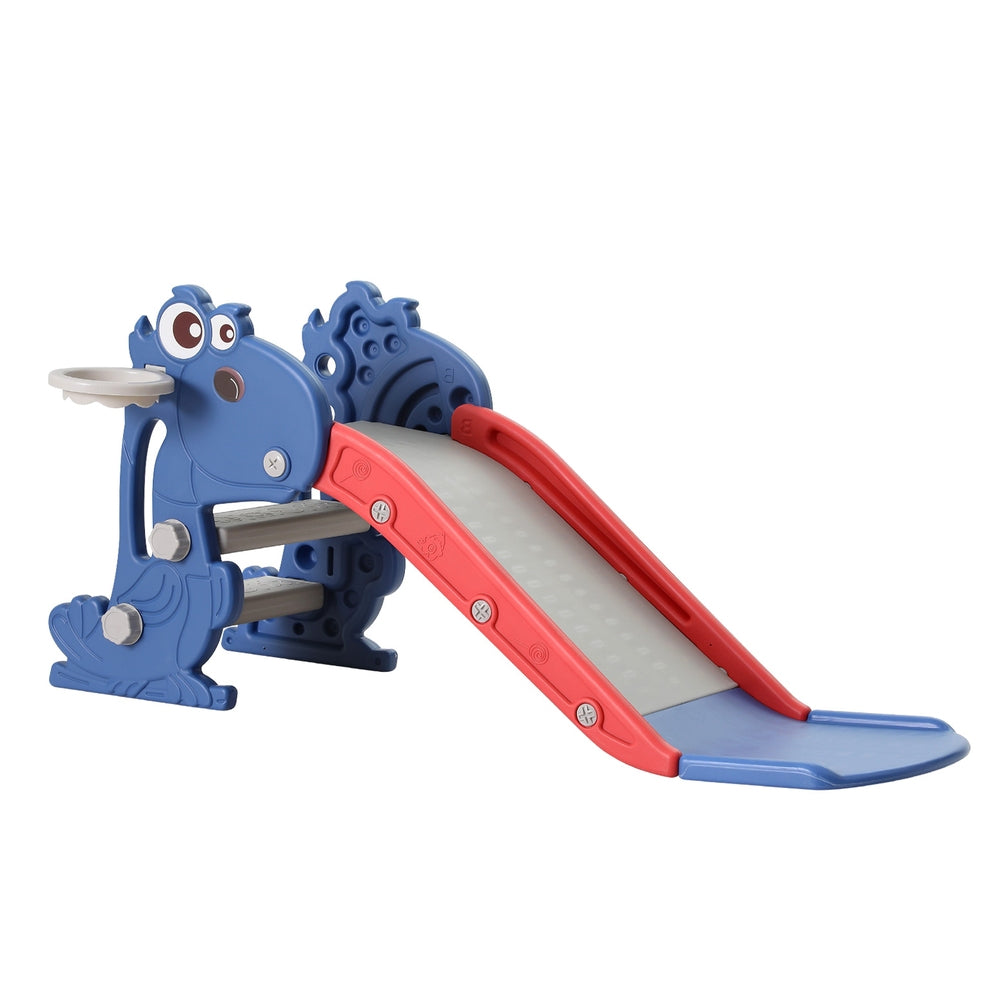 Outdoor Play Equipment: Keezi Kids Slide Set Basketball Hoop Outdoor Playground Toy Dragon 90cm Blue