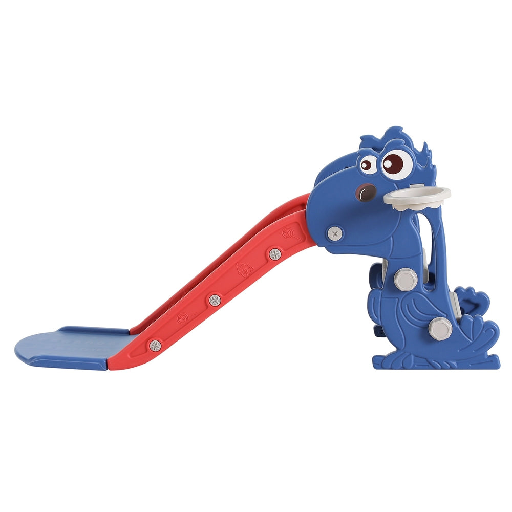 Outdoor Play Equipment: Keezi Kids Slide Set Basketball Hoop Outdoor Playground Toy Dragon 90cm Blue